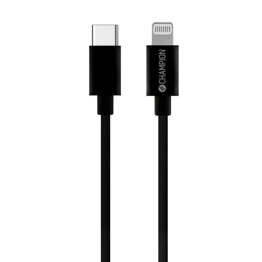 USB-C Lightning kabel 2m svart Champion