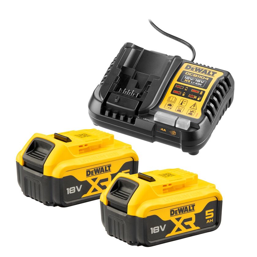 BATTERIKIT 18V DCB1104P2-QW 2X5,0 AH, 1 X DCB1104 LADDARE