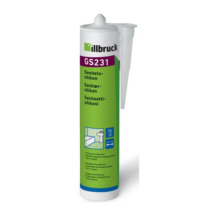 Sanitetssilikon GS231 vit  310ml Illbruck