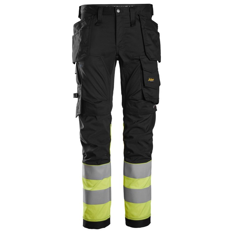 Arbetsbyxa strch Kl 1 HF Svart /Varselgul Stl:054