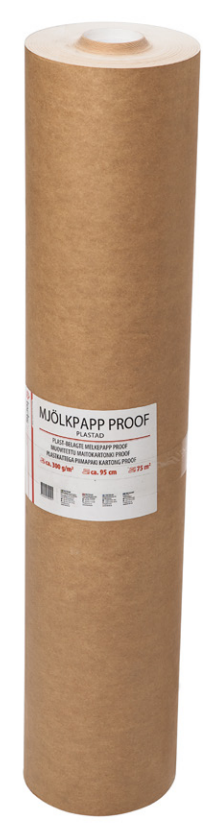 Mjölkpapp plastad proo ca130cm ca 300 g/m2 75 m2/rl 24 rle/pl