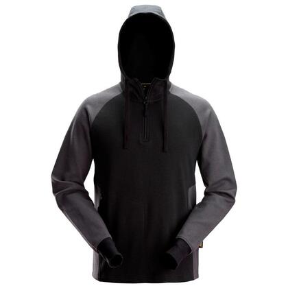 HOODIE ZIP 2-FÄRGAD Svart/grå STL: XL