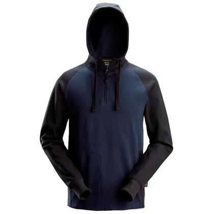 HOODIE ZIP 2-FÄRGAD MARIN/SVART STL: L