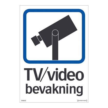 Skylt TV/Videobevakning 148x210mm dekal