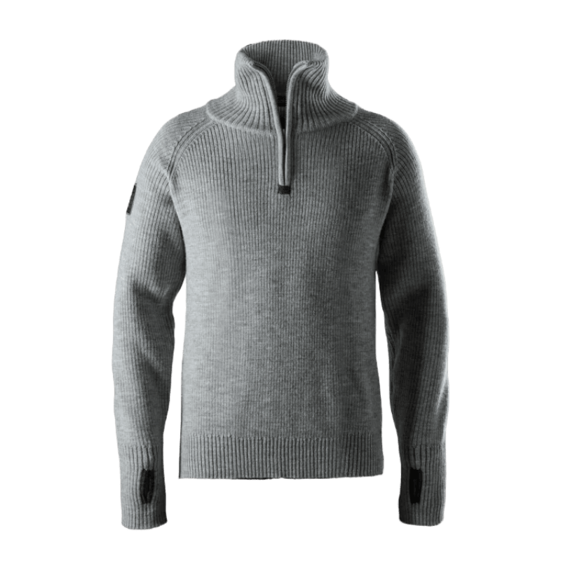 Tröja 1/2 Zip, Ull Ljusgrå Mel erad Stl: M