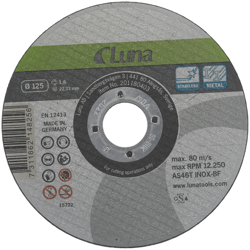 KAPSKIVA 125X2,5X22,23 INOX