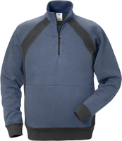 SWEATSHIRT KORT ZIP 1755 DF BLÅ/GRÅ STL S