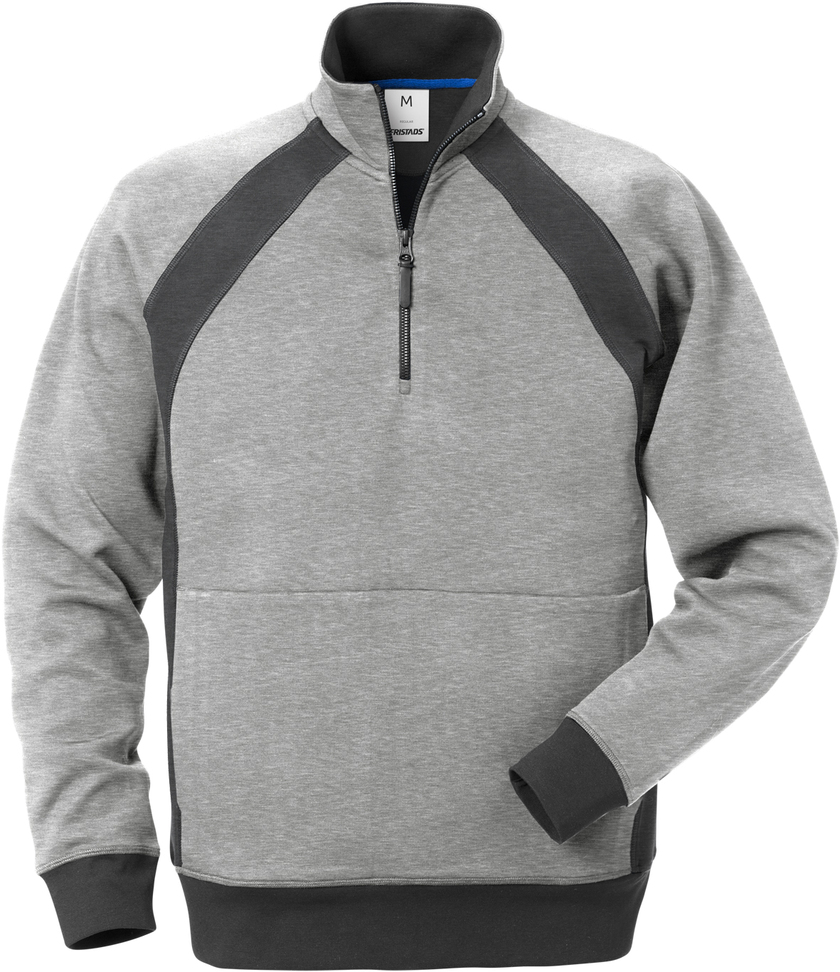 SWEATSHIRT KORT ZIP 1755 DF GRÅ/MÖRKGRÅ STL 2XL