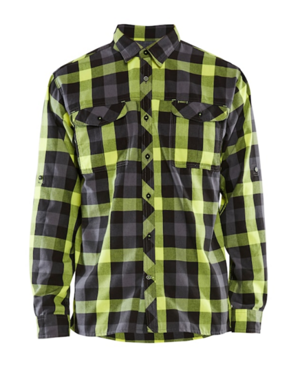 Flanellskjorta Svart/Varselgul  4XL